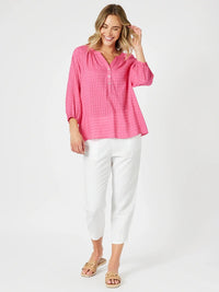 MYKONOS CHECK SHIRT PEONY