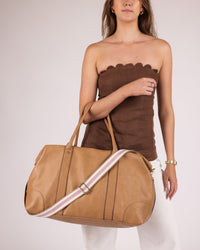 LOUENHIDE_ALEXIS WEEKENDER TRAVEL BAG CAMEL STRIPE STRAP _ ALEXIS WEEKENDER TRAVEL BAG CAMEL STRIPE STRAP _ Ebony Boutique NZ