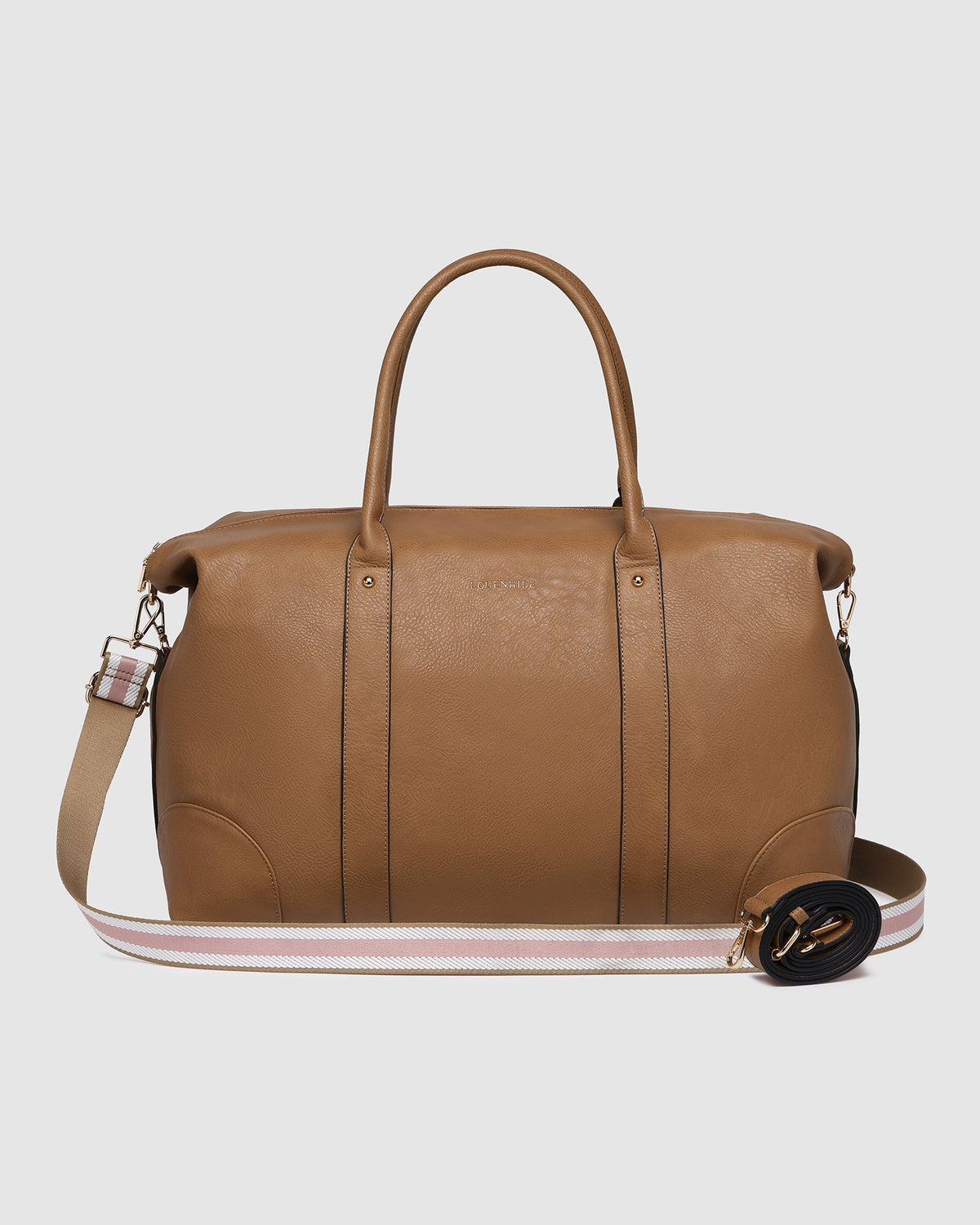 LOUENHIDE_ALEXIS WEEKENDER TRAVEL BAG CAMEL STRIPE STRAP _ ALEXIS WEEKENDER TRAVEL BAG CAMEL STRIPE STRAP _ Ebony Boutique NZ