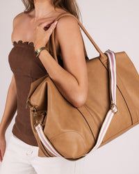 LOUENHIDE_ALEXIS WEEKENDER TRAVEL BAG CAMEL STRIPE STRAP _ ALEXIS WEEKENDER TRAVEL BAG CAMEL STRIPE STRAP _ Ebony Boutique NZ