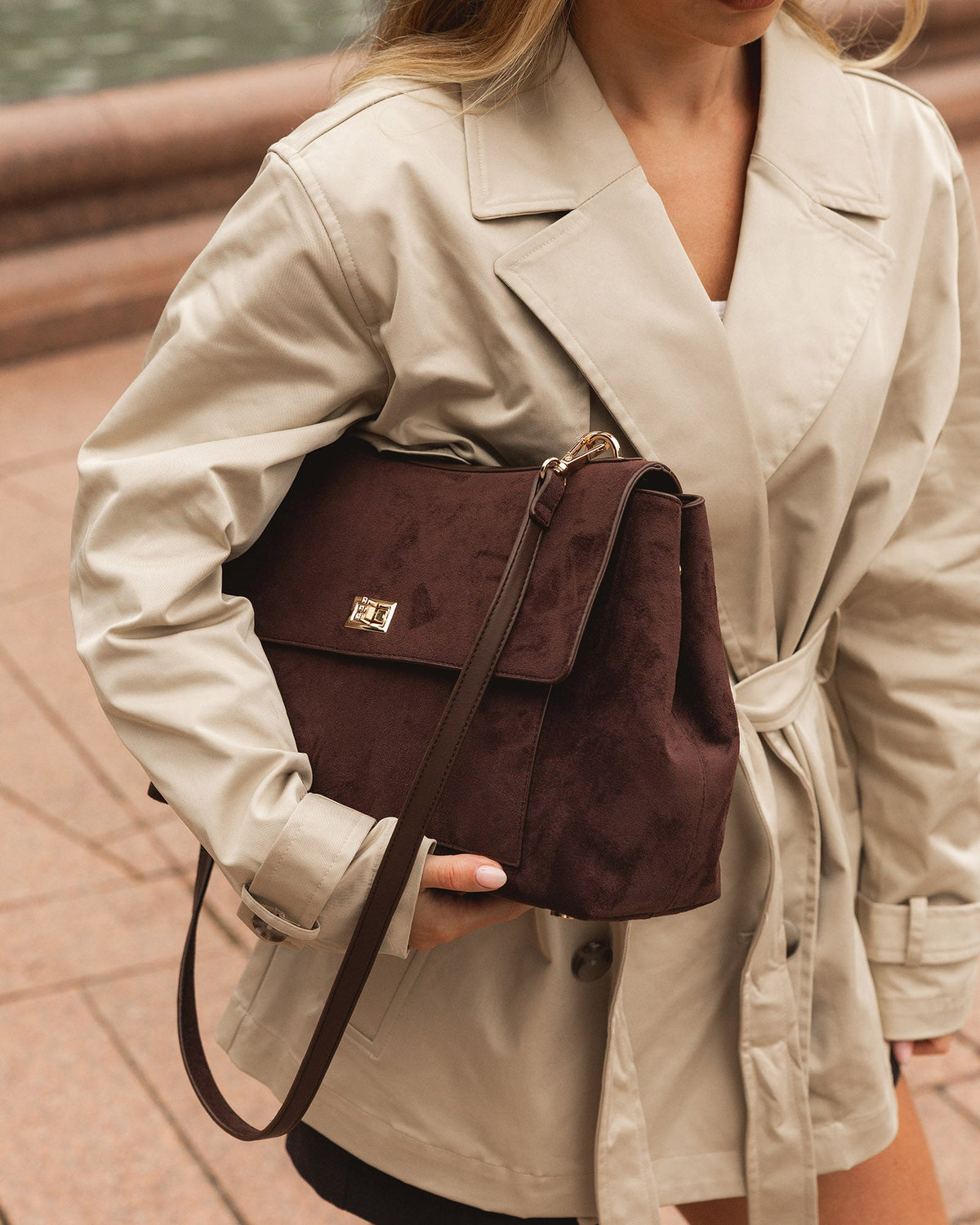 ARDEN SUEDETTE SHOULDER BAG CHOCOLATE_by_LOUENHIDE_women's_in_New Zealand_ ARDEN SUEDETTE SHOULDER BAG CHOCOLATE _