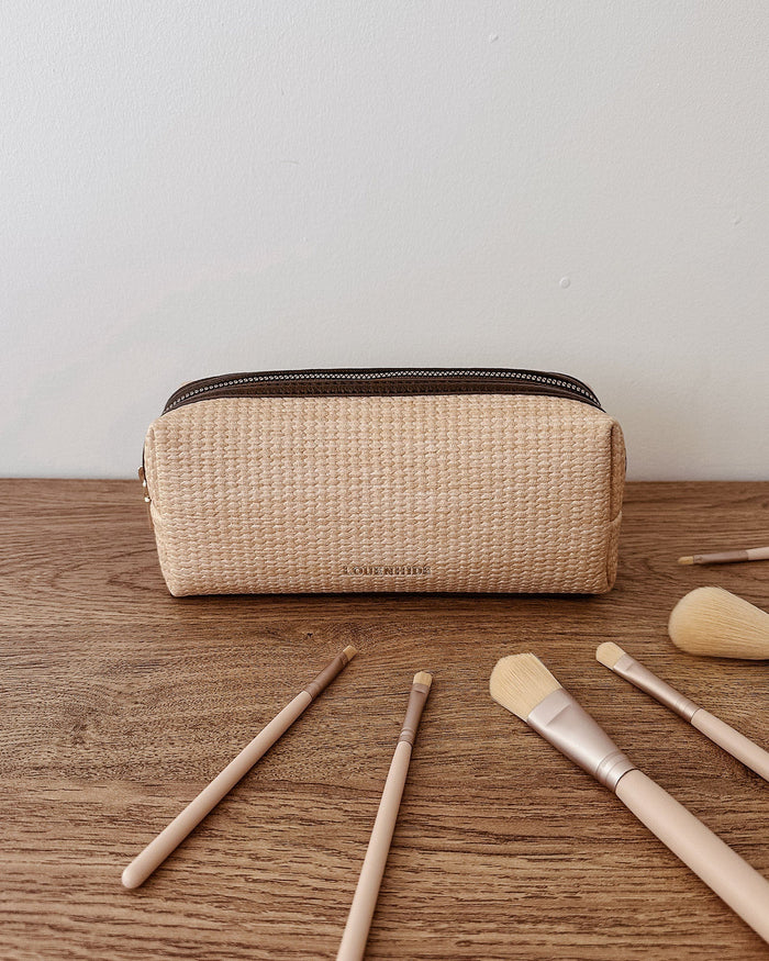 LOUENHIDE_BRIANNA MAKEUP BAG NATURAL CHOCOLATE _ BRIANNA MAKEUP BAG NATURAL CHOCOLATE _ Ebony Boutique NZ