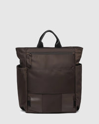 LOUENHIDE_BRONX NYLON BACKPACK CHOCOLATE _ BRONX NYLON BACKPACK CHOCOLATE _ Ebony Boutique NZ