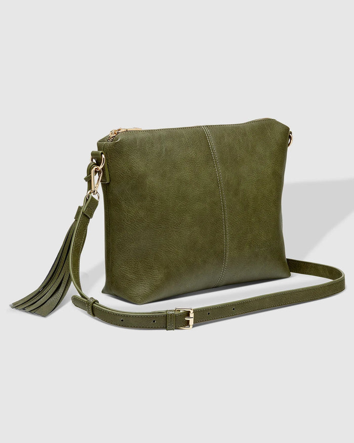 LOUENHIDE_DAISY STRIPE CROSSBODY BAG KHAKI _ DAISY STRIPE CROSSBODY BAG KHAKI _ Ebony Boutique NZ