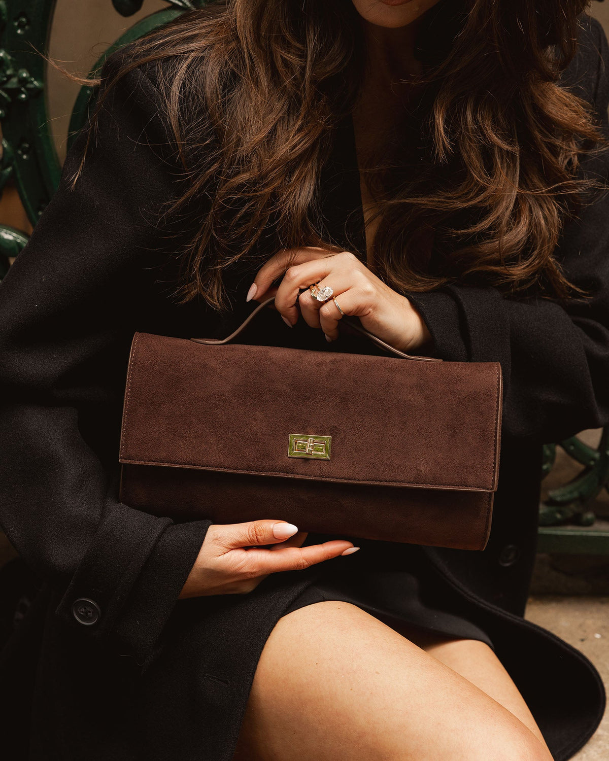 DELANY CLUTCH SUEDETTE CHOCOLATE_by_LOUENHIDE_women's_in_New Zealand_ DELANY CLUTCH SUEDETTE CHOCOLATE _