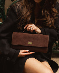 DELANY CLUTCH SUEDETTE CHOCOLATE_by_LOUENHIDE_women's_in_New Zealand_ DELANY CLUTCH SUEDETTE CHOCOLATE _