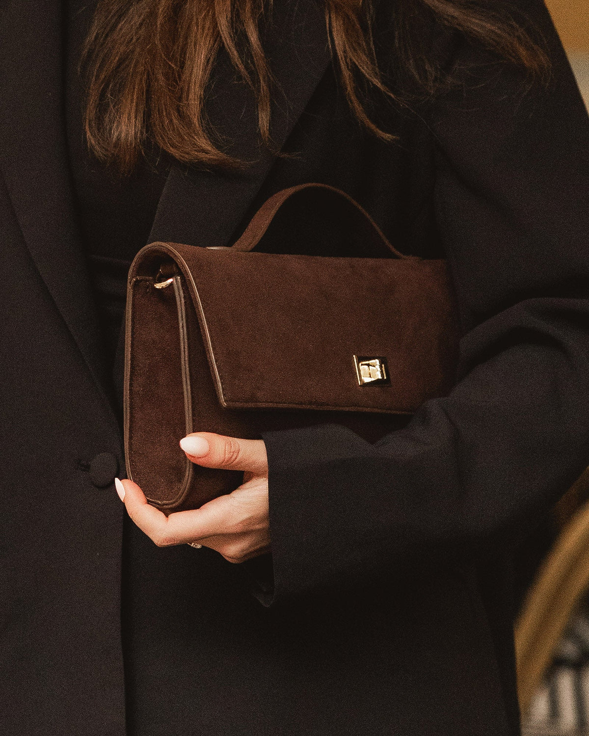 DELANY CLUTCH SUEDETTE CHOCOLATE_by_LOUENHIDE_women's_in_New Zealand_ DELANY CLUTCH SUEDETTE CHOCOLATE _