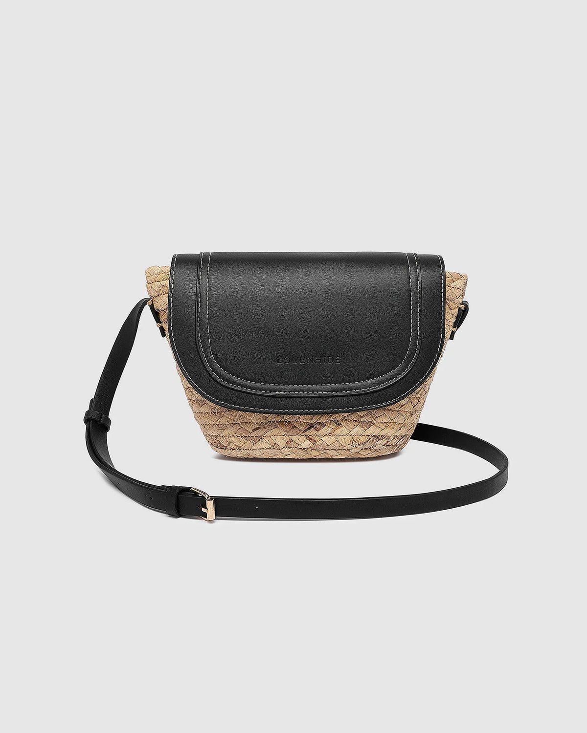 LOUENHIDE_DIXIE STRAW CROSSBODY BAG NATURAL BLACK _ DIXIE STRAW CROSSBODY BAG NATURAL BLACK _ Ebony Boutique NZ