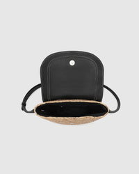 LOUENHIDE_DIXIE STRAW CROSSBODY BAG NATURAL BLACK _ DIXIE STRAW CROSSBODY BAG NATURAL BLACK _ Ebony Boutique NZ