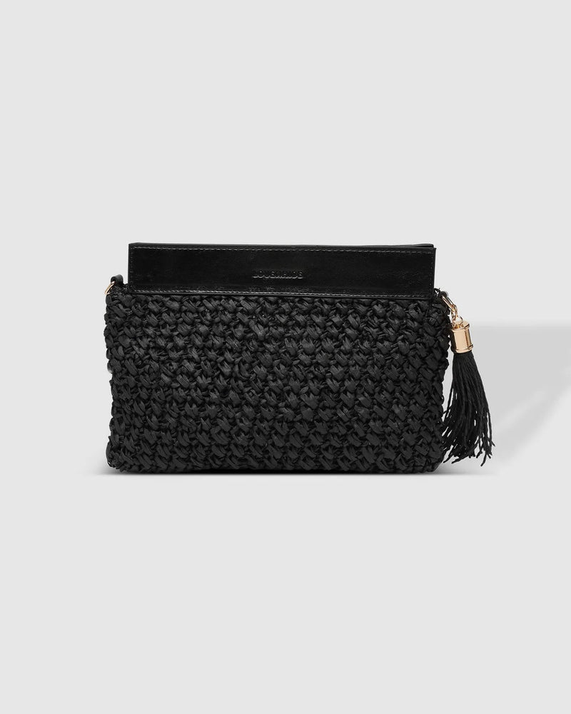 LOUENHIDE_FERN RAFFIA CLUTCH BLACK _ FERN RAFFIA CLUTCH BLACK _ Ebony Boutique NZ