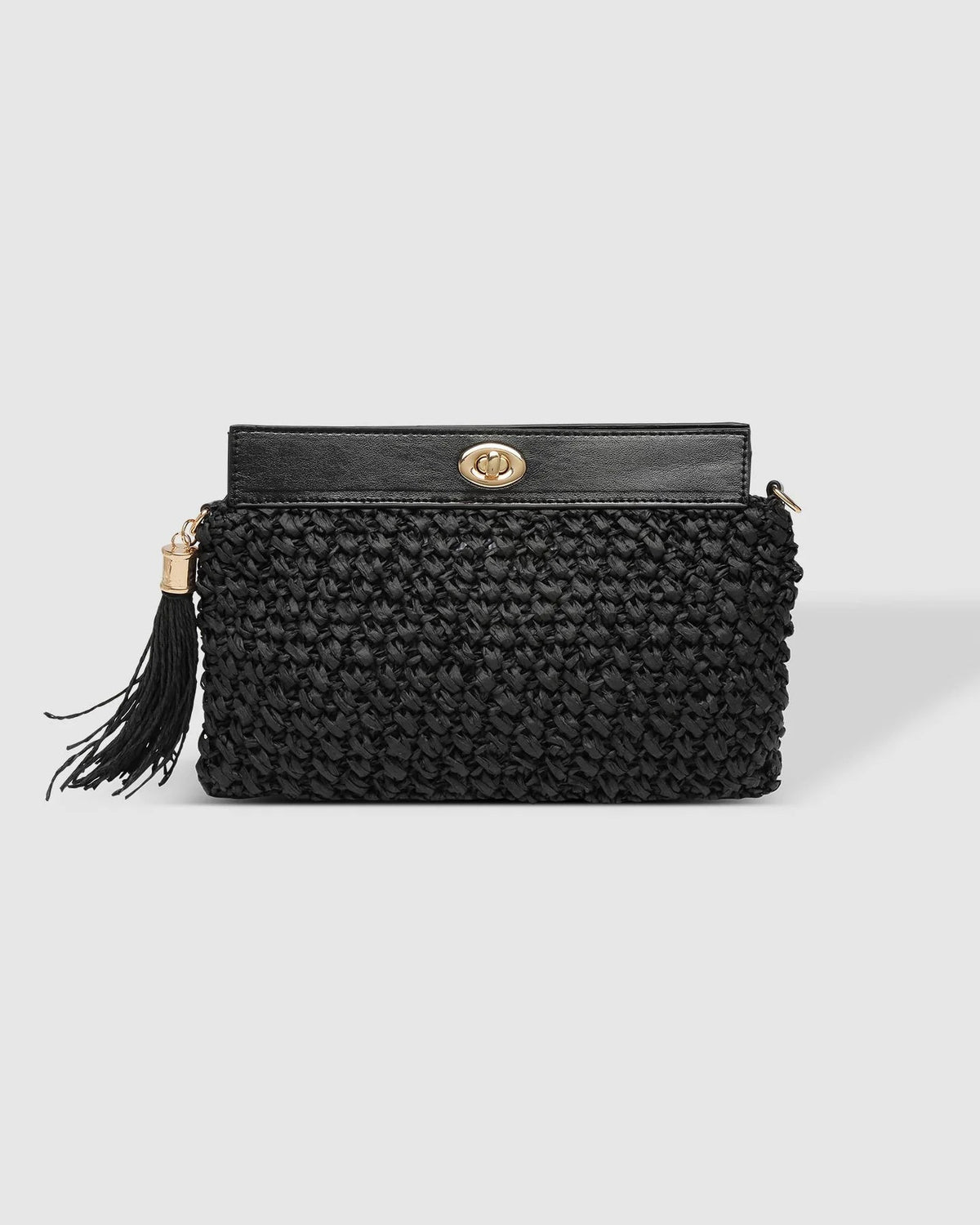 LOUENHIDE_FERN RAFFIA CLUTCH BLACK _ FERN RAFFIA CLUTCH BLACK _ Ebony Boutique NZ