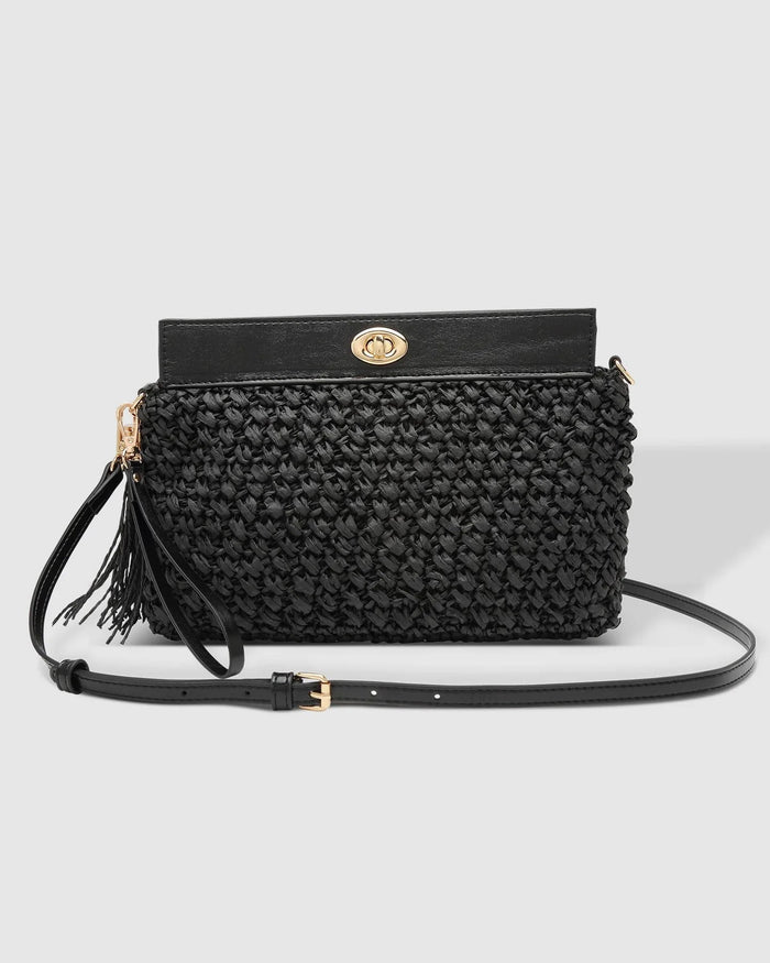 LOUENHIDE_FERN RAFFIA CLUTCH BLACK _ FERN RAFFIA CLUTCH BLACK _ Ebony Boutique NZ