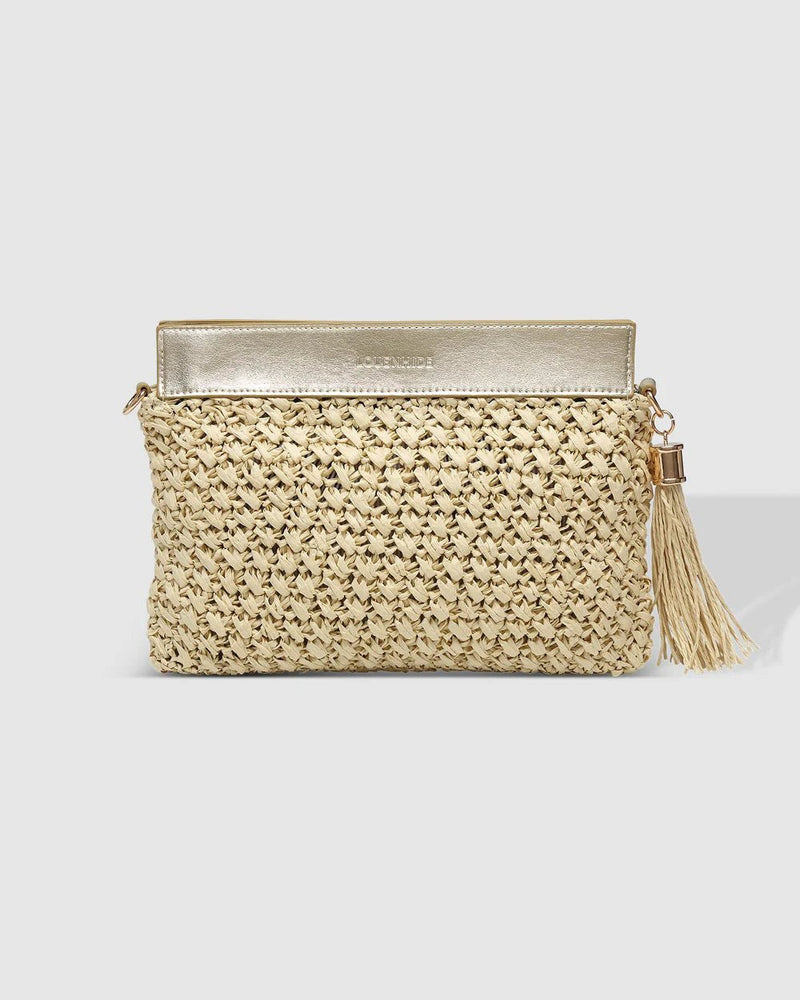 LOUENHIDE_FERN RAFFIA CLUTCH CHAMPAGNE _ FERN RAFFIA CLUTCH CHAMPAGNE _ Ebony Boutique NZ