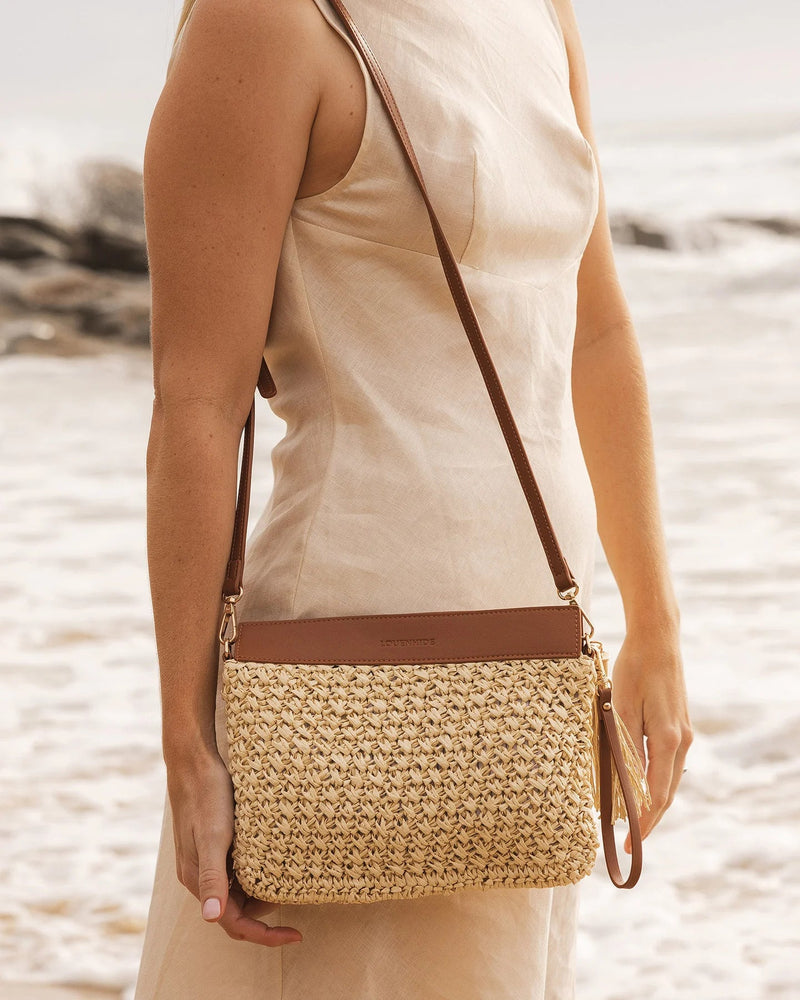 LOUENHIDE_FERN RAFFIA CLUTCH TAN _ FERN RAFFIA CLUTCH TAN _ Ebony Boutique NZ