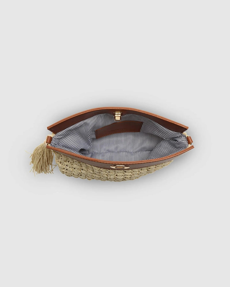 LOUENHIDE_FERN RAFFIA CLUTCH TAN _ FERN RAFFIA CLUTCH TAN _ Ebony Boutique NZ