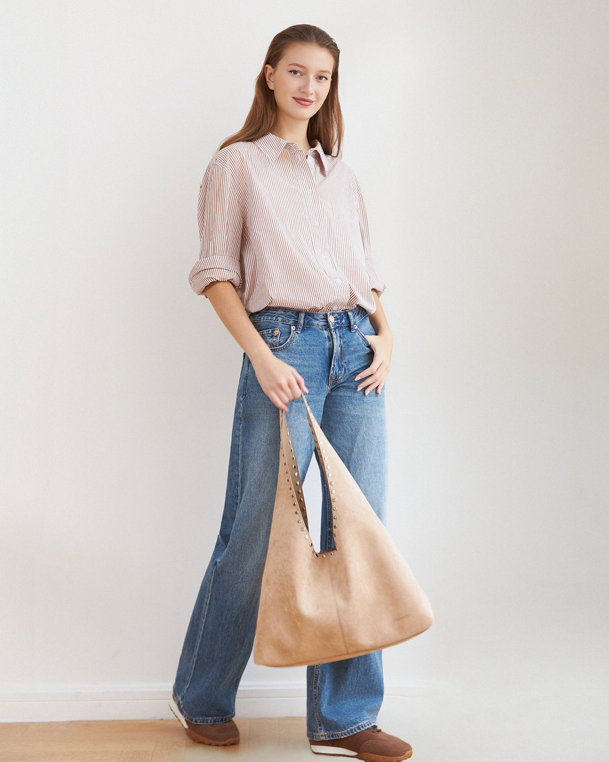 HAILEY SUEDETTE SHOULDER BAG BLONDE_by_LOUENHIDE_women's_in_New Zealand_ HAILEY SUEDETTE SHOULDER BAG BLONDE _