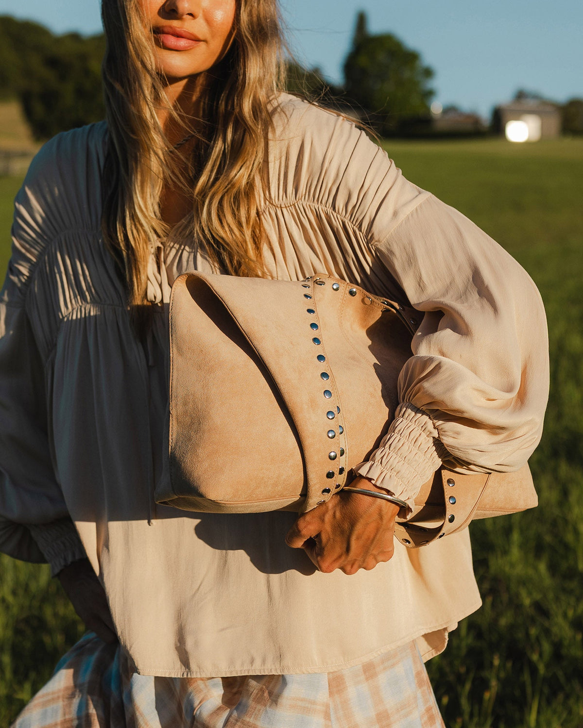 HAILEY SUEDETTE SHOULDER BAG BLONDE_by_LOUENHIDE_women's_in_New Zealand_ HAILEY SUEDETTE SHOULDER BAG BLONDE _