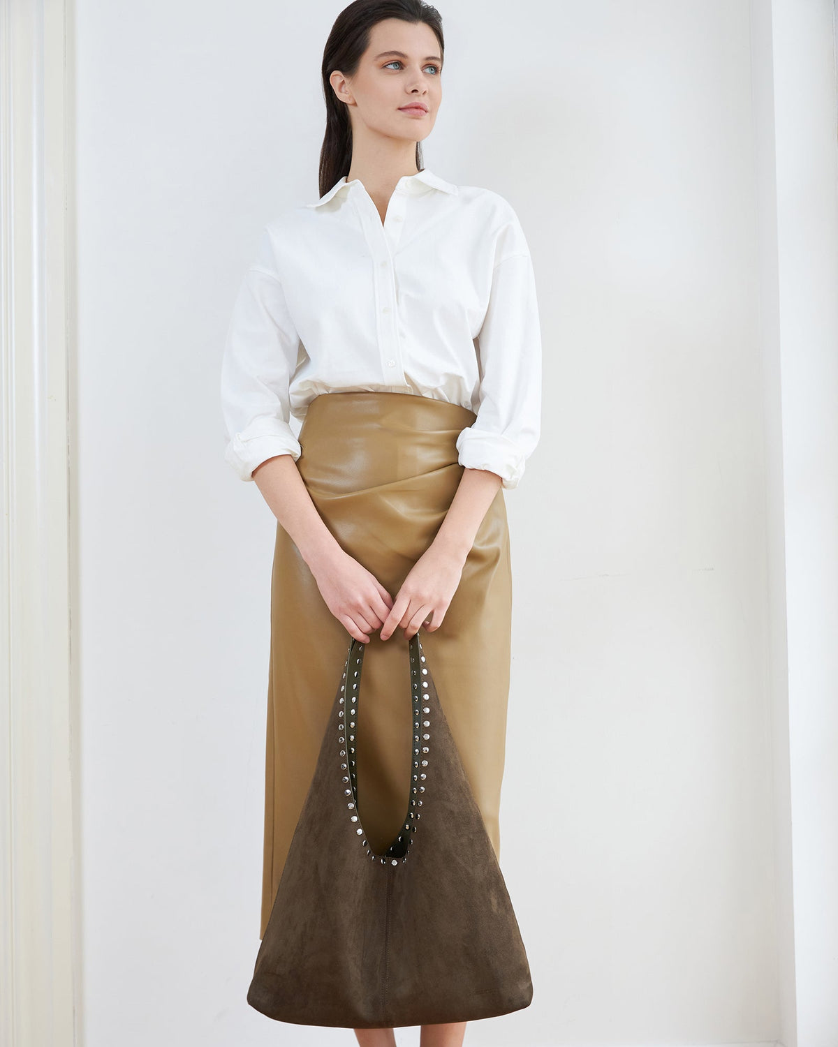 HAILEY SUEDETTE SHOULDER BAG OLIVE BROWN_by_LOUENHIDE_women's_in_New Zealand_ HAILEY SUEDETTE SHOULDER BAG OLIVE BROWN _