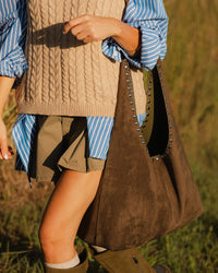 HAILEY SUEDETTE SHOULDER BAG OLIVE BROWN_by_LOUENHIDE_women's_in_New Zealand_ HAILEY SUEDETTE SHOULDER BAG OLIVE BROWN _