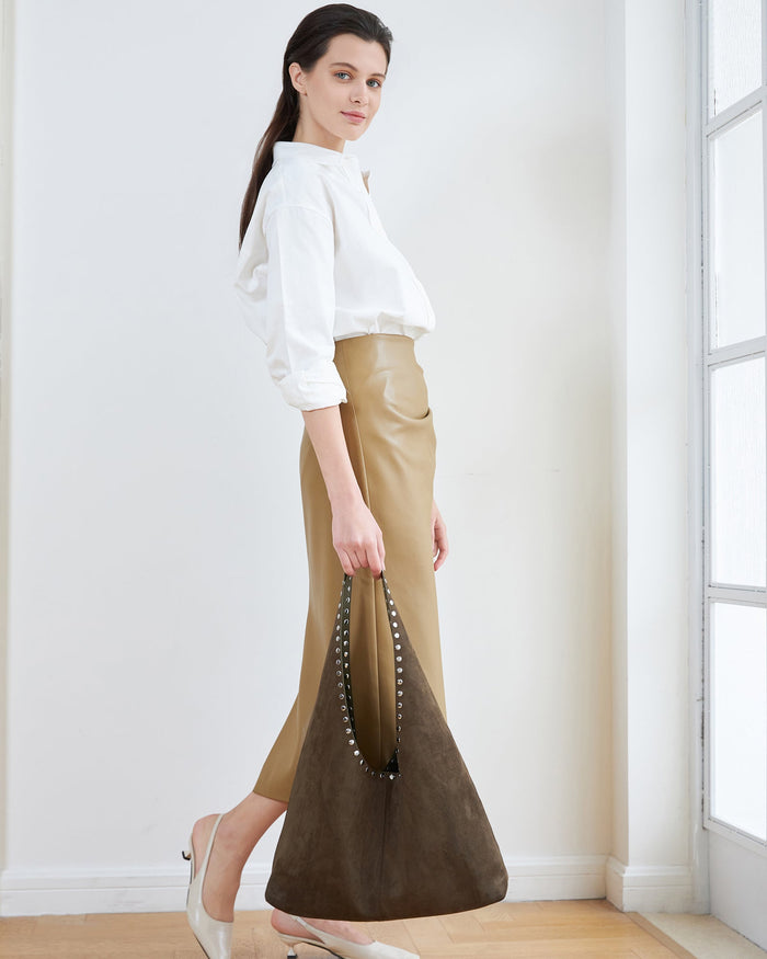HAILEY SUEDETTE SHOULDER BAG OLIVE BROWN_by_LOUENHIDE_women's_in_New Zealand_ HAILEY SUEDETTE SHOULDER BAG OLIVE BROWN _