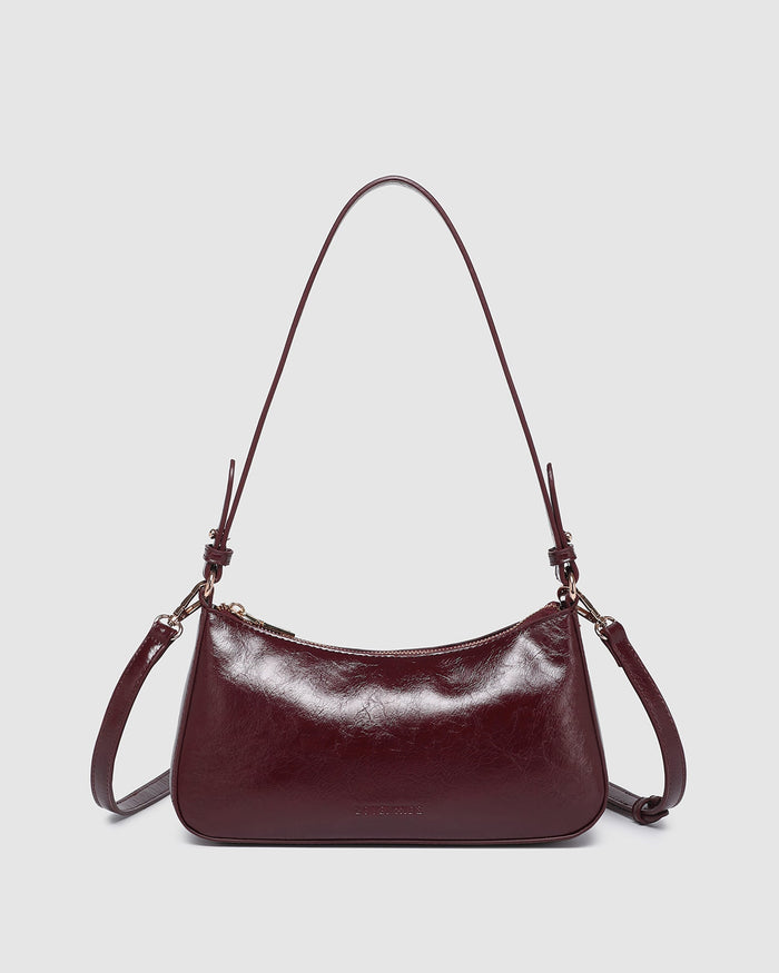 LOUENHIDE_JACQUELINE SHOULDER BAG BURGUNDY PATENT _ JACQUELINE SHOULDER BAG BURGUNDY PATENT _ Ebony Boutique NZ