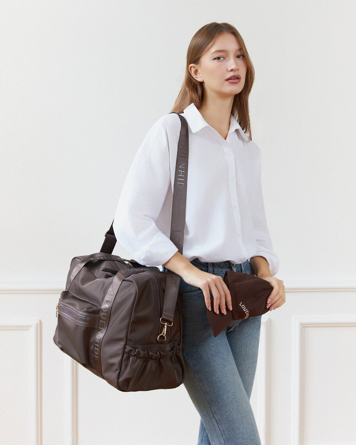JENN NYLON TRAVEL BAG CHOCOLATE_by_LOUENHIDE_women's_in_New Zealand_ JENN NYLON TRAVEL BAG CHOCOLATE _