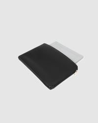 LEIGHTON AND LIV LAPTOP SET BLACK_by_LOUENHIDE_women's_in_New Zealand_ Professional black vegan leather tote and laptop sleeve set styled for office and everyday work use _