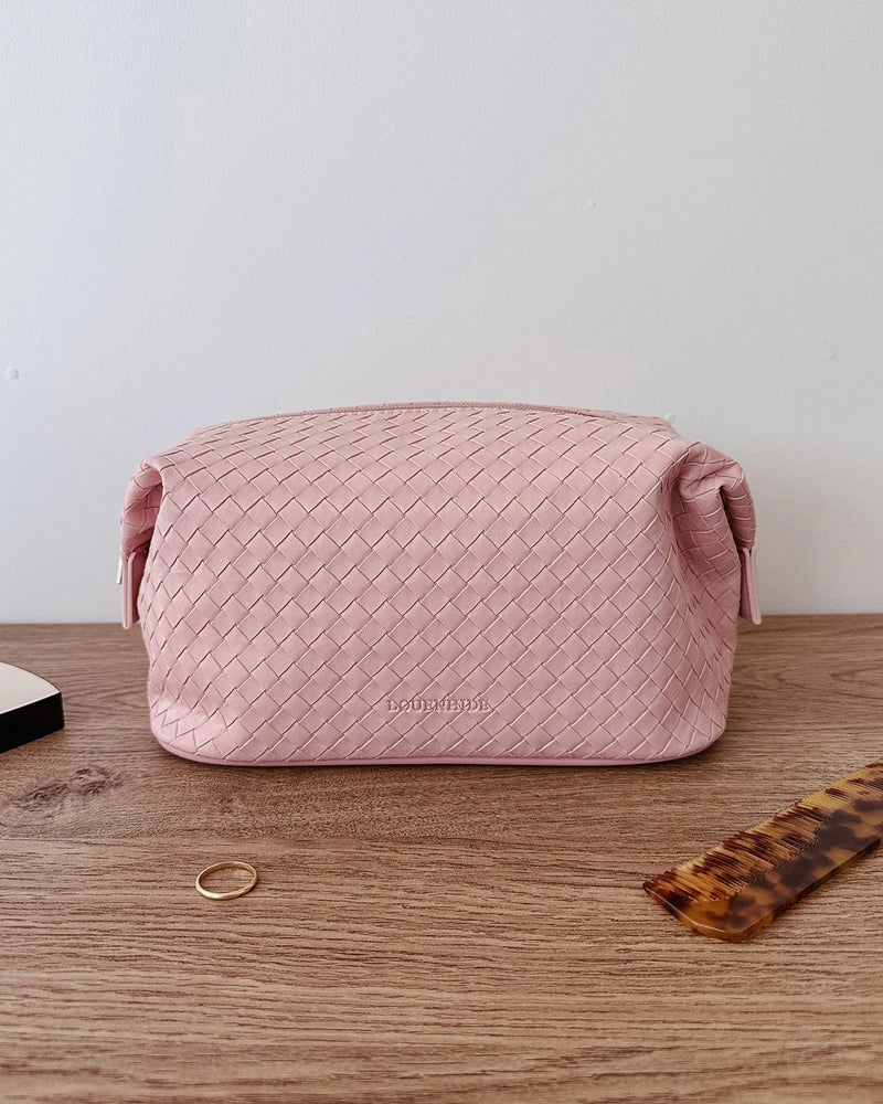 LOUENHIDE_LUCINDA WOVEN COSMETIC CASE PINK _ LUCINDA WOVEN COSMETIC CASE PINK _ Ebony Boutique NZ