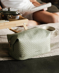 LOUENHIDE_LUCINDA WOVEN COSMETIC CASE SAGE GREEN _ LUCINDA WOVEN COSMETIC CASE SAGE GREEN _ Ebony Boutique NZ