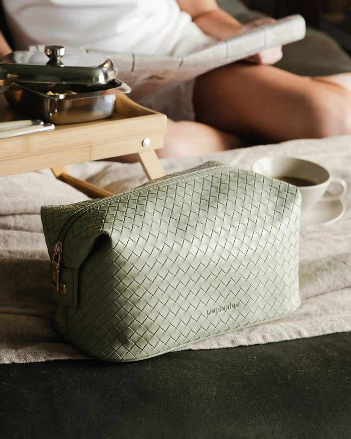LOUENHIDE_LUCINDA WOVEN COSMETIC CASE SAGE GREEN _ LUCINDA WOVEN COSMETIC CASE SAGE GREEN _ Ebony Boutique NZ