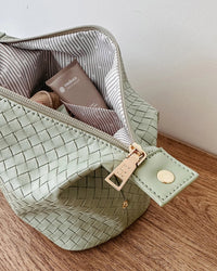 LOUENHIDE_LUCINDA WOVEN COSMETIC CASE SAGE GREEN _ LUCINDA WOVEN COSMETIC CASE SAGE GREEN _ Ebony Boutique NZ