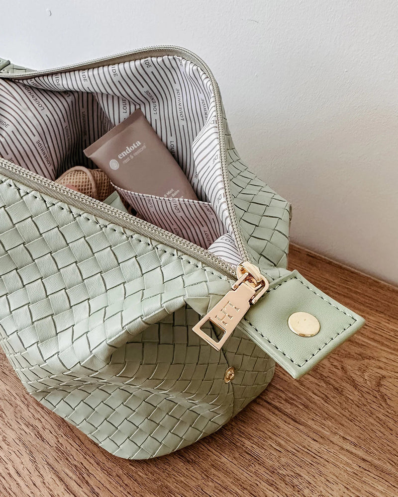 LOUENHIDE_LUCINDA WOVEN COSMETIC CASE SAGE GREEN _ LUCINDA WOVEN COSMETIC CASE SAGE GREEN _ Ebony Boutique NZ