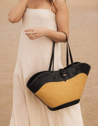 LOUENHIDE_MALTA TOTE BAG RAFFIA / BLACK _ MALTA TOTE BAG RAFFIA / BLACK _ Ebony Boutique NZ