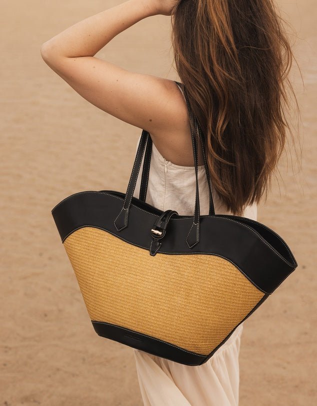LOUENHIDE_MALTA TOTE BAG RAFFIA / BLACK _ MALTA TOTE BAG RAFFIA / BLACK _ Ebony Boutique NZ