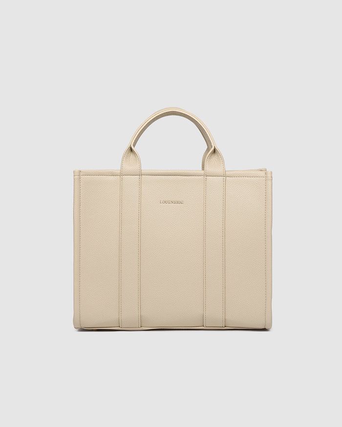 LOUENHIDE_MANHATTAN TOTE BAG BISCOTTI WITH BLACK TRIM _ MANHATTAN TOTE BAG BISCOTTI WITH BLACK TRIM _ Ebony Boutique NZ