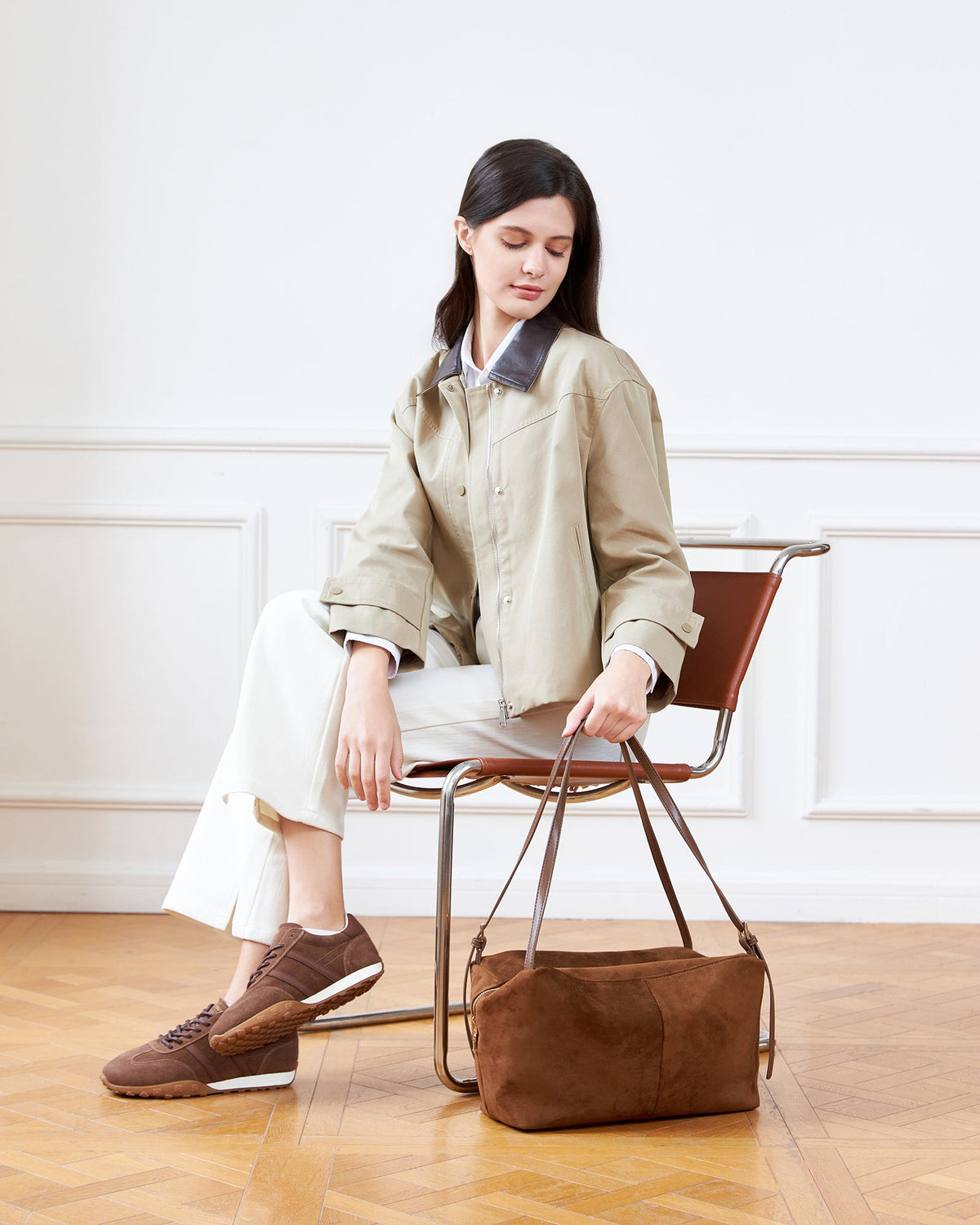 MARISSA SUEDETTE SHOULDER BAG COGNAC_by_LOUENHIDE_women's_in_New Zealand_ MARISSA SUEDETTE SHOULDER BAG COGNAC _