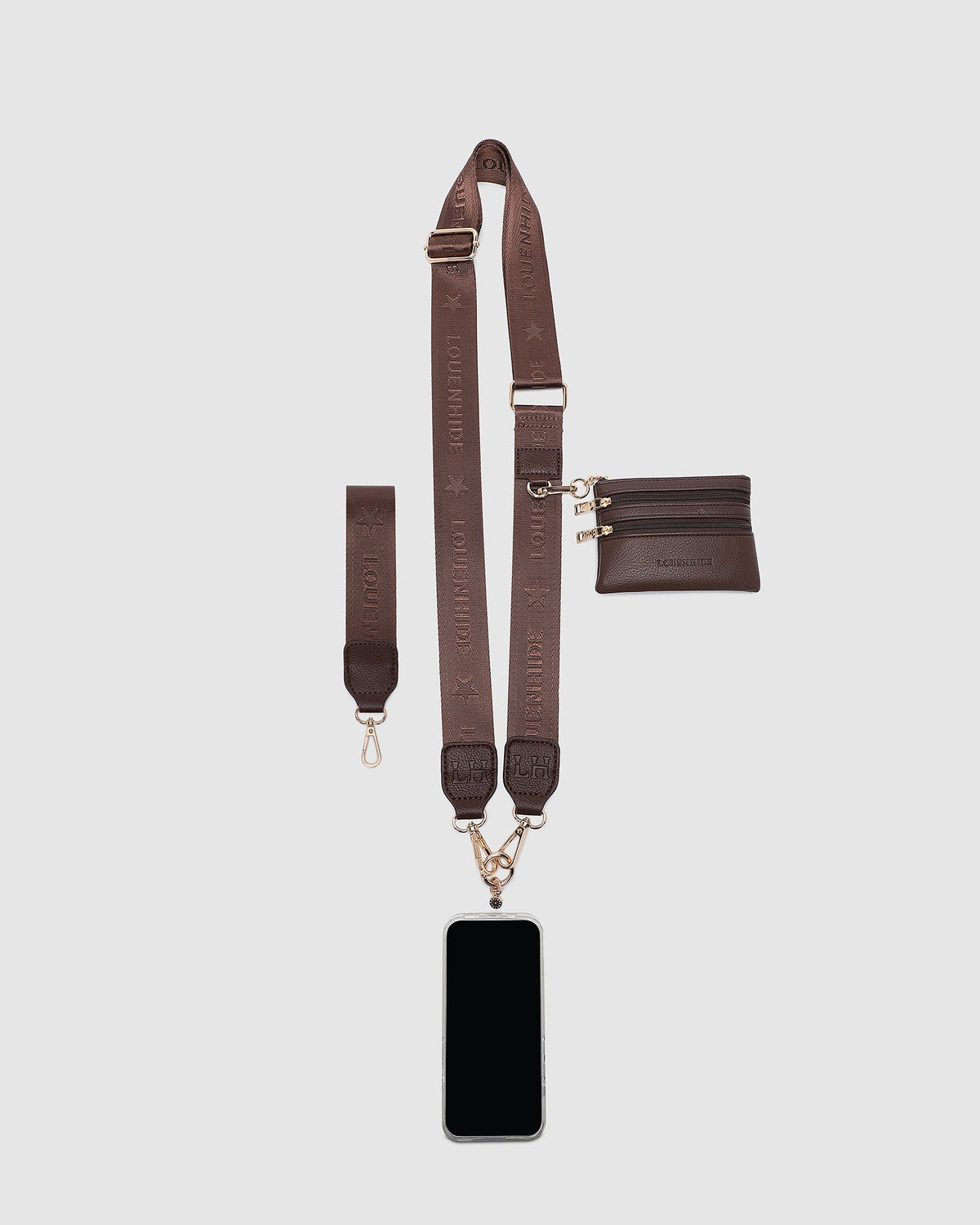 LOUENHIDE_MIA PHONE CONVERTER STRAP CHOCOLATE _ MIA PHONE CONVERTER STRAP CHOCOLATE _ Ebony Boutique NZ