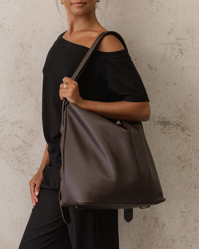 MILEY CONVERTIBLE BACKPACK CHOCOLATE_by_LOUENHIDE_women's_in_New Zealand_ MILEY CONVERTIBLE BACKPACK CHOCOLATE _