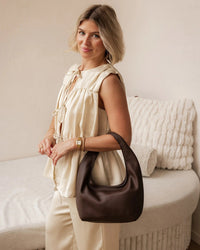MINI MONACO SHOULDER BAG CHOCOLATE_by_LOUENHIDE_women's_in_New Zealand_ MINI MONACO SHOULDER BAG CHOCOLATE _