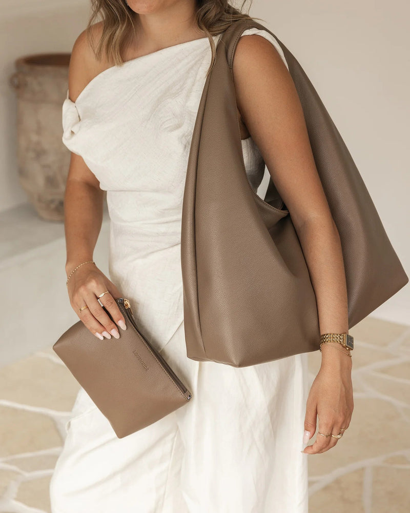 LOUENHIDE_MONACO SHOULDER BAG / POUCH SET MOCHA MOUSSE _ MONACO SHOULDER BAG / POUCH SET MOCHA MOUSSE _ Ebony Boutique NZ