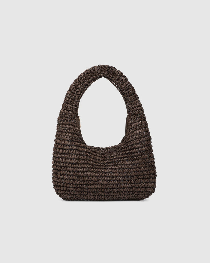 LOUENHIDE_NELLIE SHOULDER BAG RAFFIA CHOCOLATE _ NELLIE SHOULDER BAG RAFFIA CHOCOLATE _ Ebony Boutique NZ