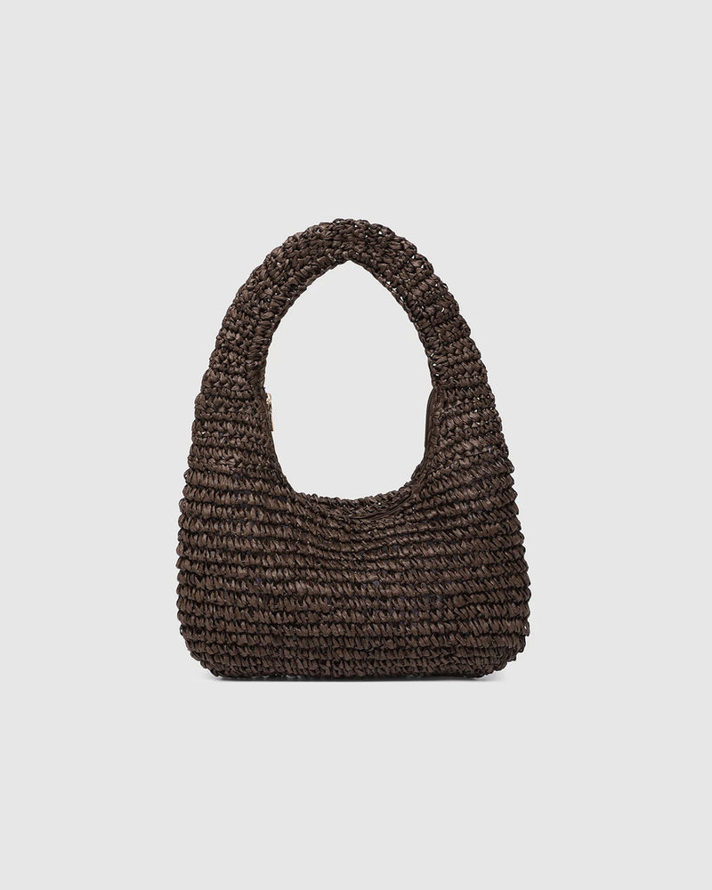 LOUENHIDE_NELLIE SHOULDER BAG RAFFIA CHOCOLATE _ NELLIE SHOULDER BAG RAFFIA CHOCOLATE _ Ebony Boutique NZ