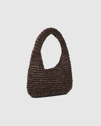 LOUENHIDE_NELLIE SHOULDER BAG RAFFIA CHOCOLATE _ NELLIE SHOULDER BAG RAFFIA CHOCOLATE _ Ebony Boutique NZ