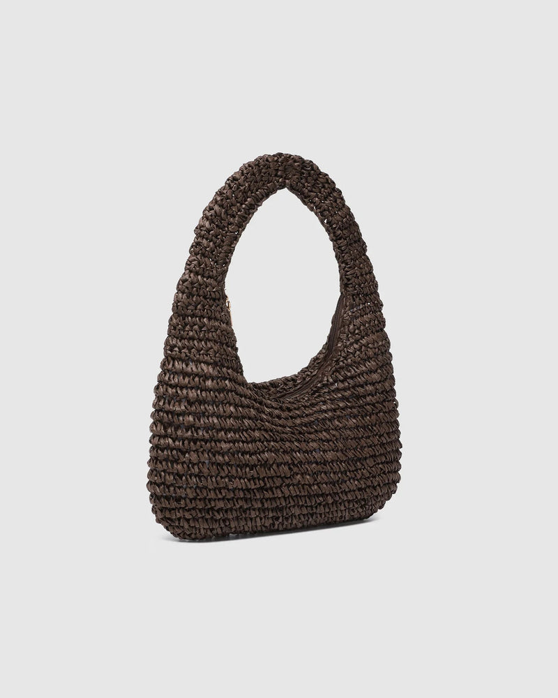 LOUENHIDE_NELLIE SHOULDER BAG RAFFIA CHOCOLATE _ NELLIE SHOULDER BAG RAFFIA CHOCOLATE _ Ebony Boutique NZ