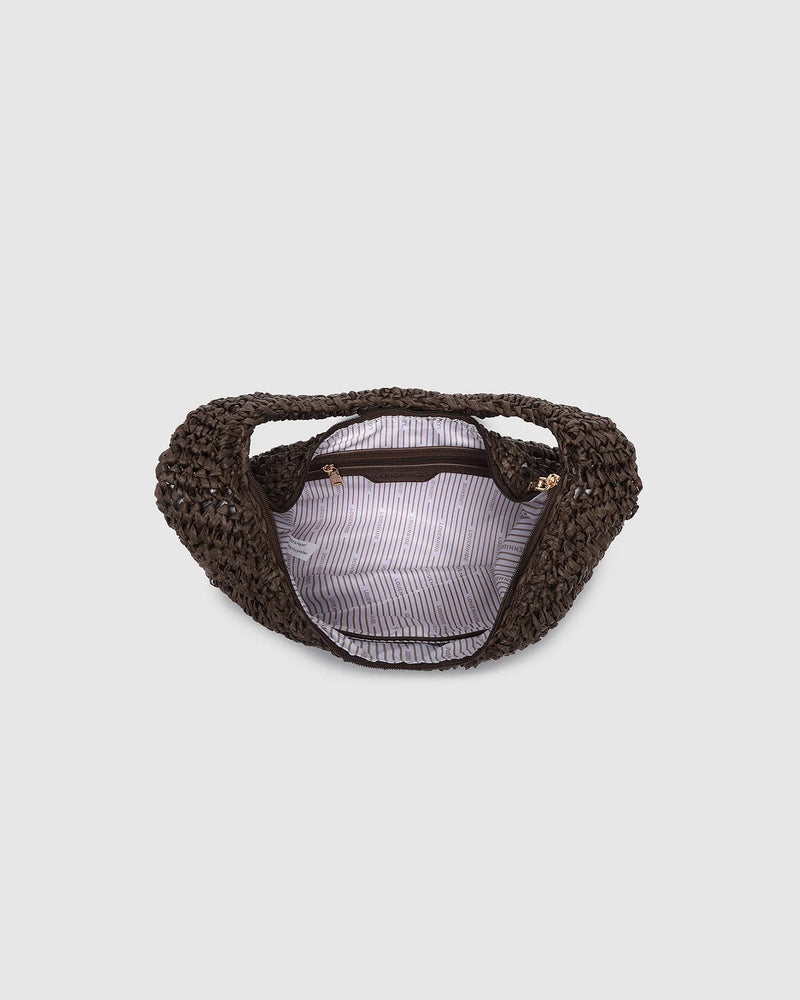 LOUENHIDE_NELLIE SHOULDER BAG RAFFIA CHOCOLATE _ NELLIE SHOULDER BAG RAFFIA CHOCOLATE _ Ebony Boutique NZ