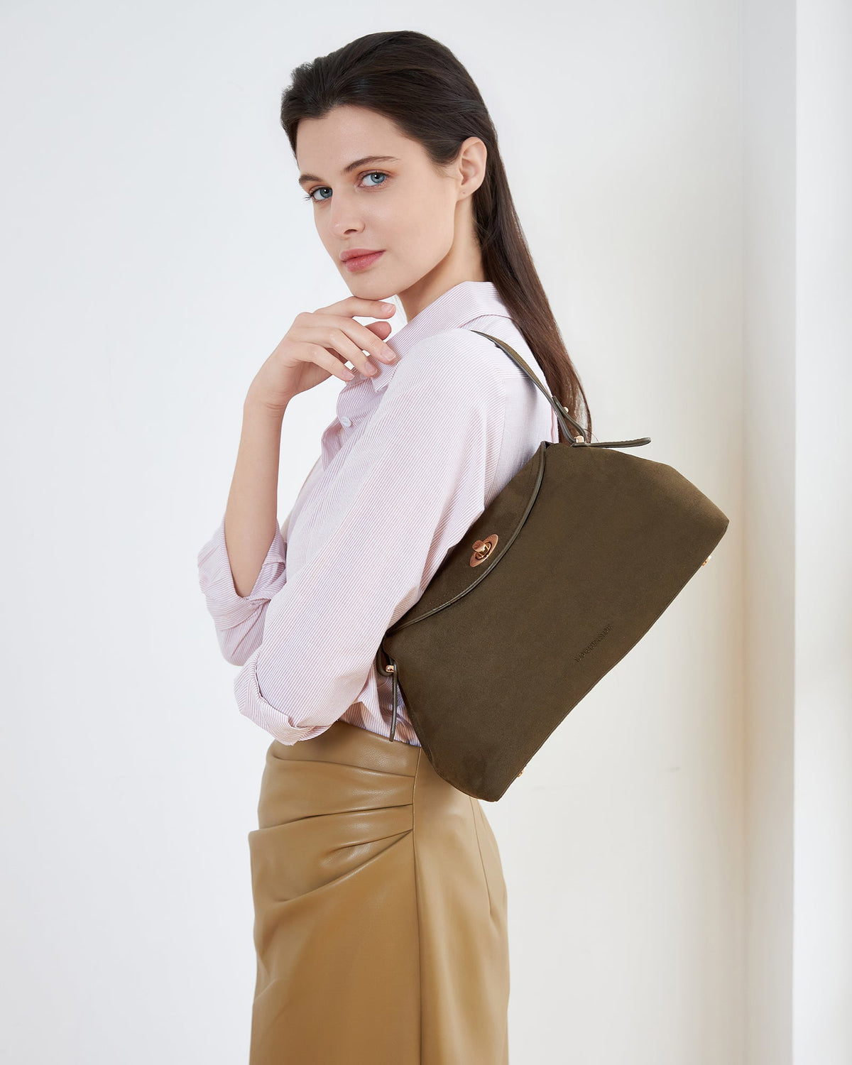 NICOLE SUEDETTE HANDBAG OLIVE_by_LOUENHIDE_women's_in_New Zealand_ NICOLE SUEDETTE HANDBAG OLIVE _