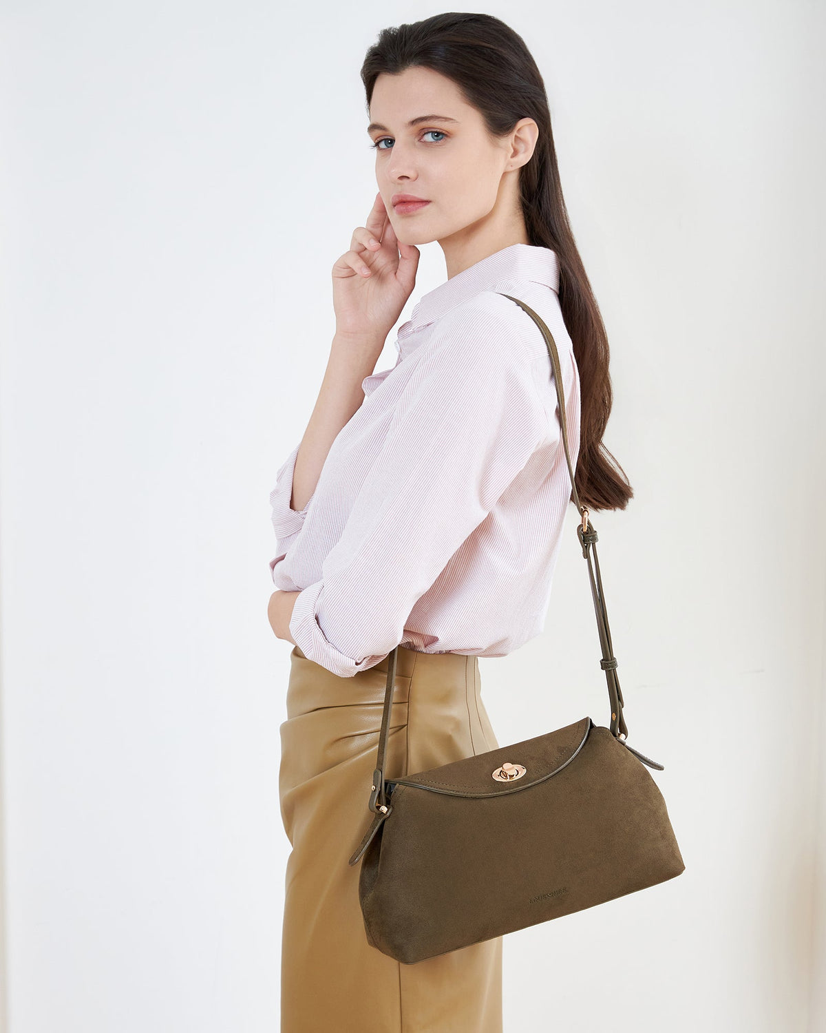 NICOLE SUEDETTE HANDBAG OLIVE_by_LOUENHIDE_women's_in_New Zealand_ NICOLE SUEDETTE HANDBAG OLIVE _