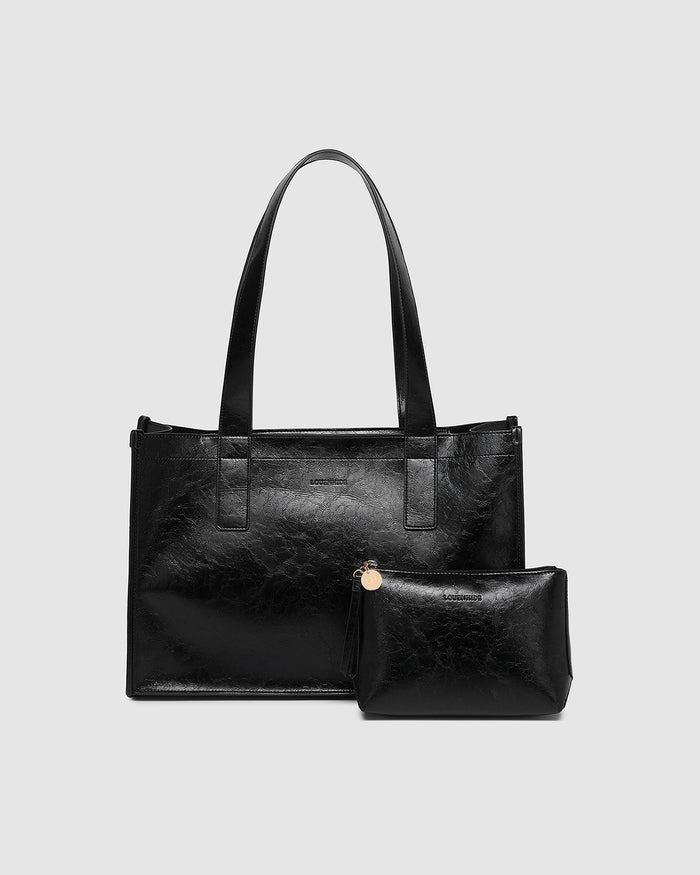 LOUENHIDE_RILEY AND EVERYDAY POUCH SET BLACK PATENT _ RILEY AND EVERYDAY POUCH SET BLACK PATENT _ Ebony Boutique NZ
