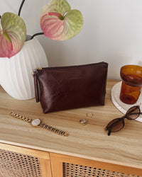 LOUENHIDE_RILEY AND EVERYDAY POUCH SET BURGUNDY PATENT _ RILEY AND EVERYDAY POUCH SET BURGUNDY PATENT _ Ebony Boutique NZ
