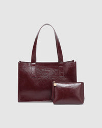 LOUENHIDE_RILEY AND EVERYDAY POUCH SET BURGUNDY PATENT _ RILEY AND EVERYDAY POUCH SET BURGUNDY PATENT _ Ebony Boutique NZ